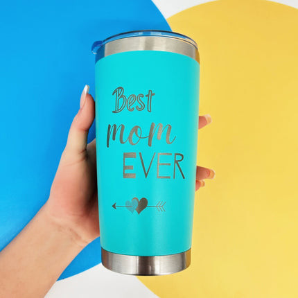 Personalized Best Mom Ever Tumblers, 20oz Stainless Steel Insulated, Birthday Mothers Day Christmas Gifts for Moms