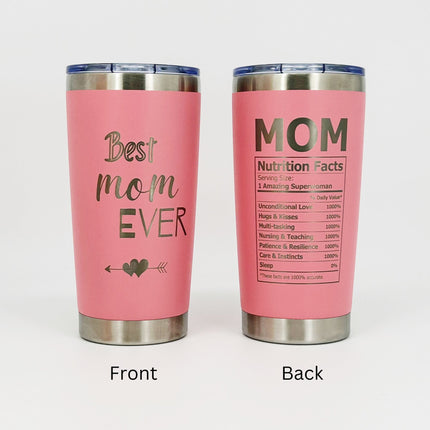 Personalized Best Mom Ever Tumblers, 20oz Stainless Steel Insulated, Birthday Mothers Day Christmas Gifts for Moms