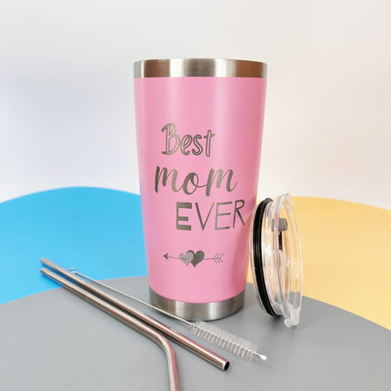 Personalized Best Mom Ever Tumblers, 20oz Stainless Steel Insulated, Birthday Mothers Day Christmas Gifts for Moms