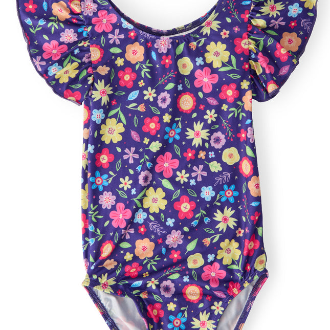 Pick a Posy S/S Flutter Sleeve Leotard - Dashing Nova