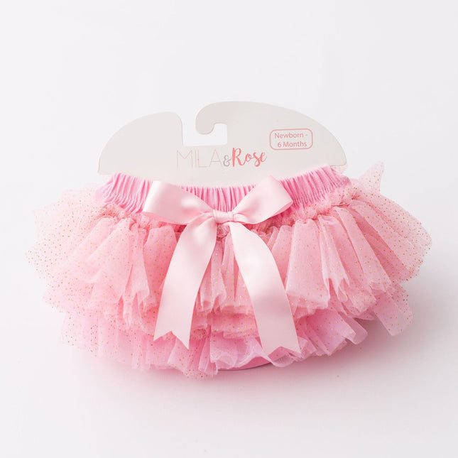 Pink & Gold Glitter Ruffle Tutu Bloomer - Dashing Nova