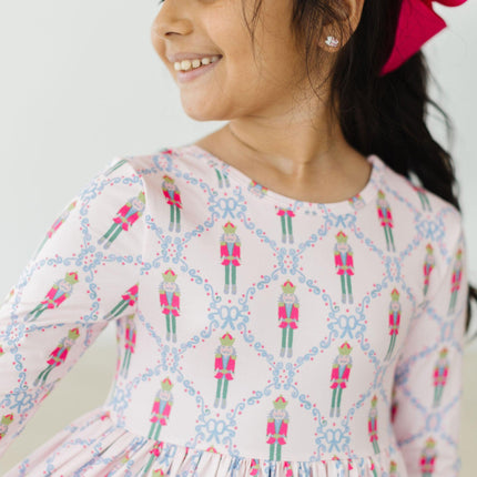 Pink Nutcracker 3/4 Sleeve Pocket Twirl Dress - Dashing Nova
