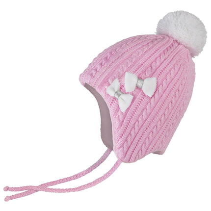 Conte/Esli Double knitted kids hat with insulation, cotton lining & pom-pom - For Girls (17С-93СП)