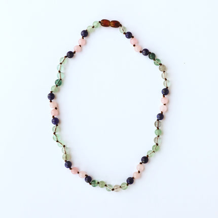 Fluorite + Lapis Lazuli + Rose Quartz || Gemstone Necklace