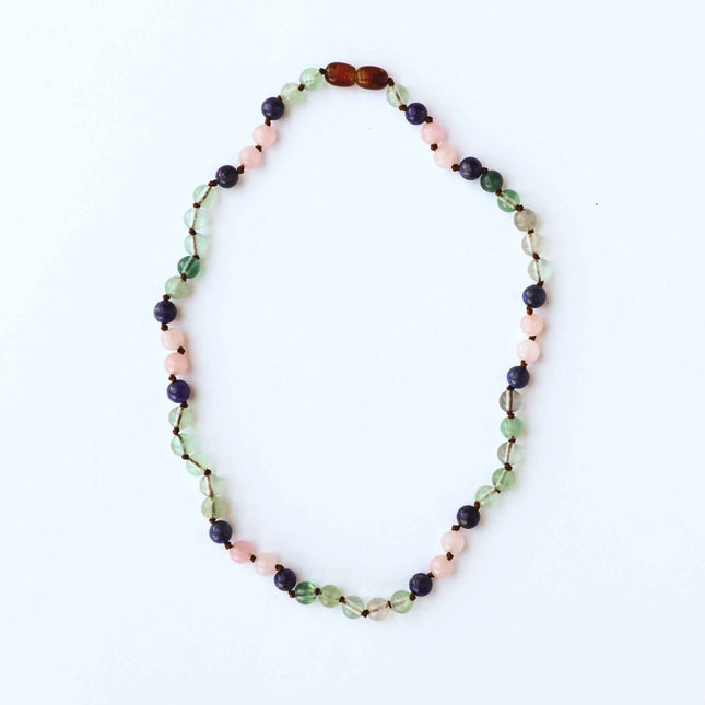 Fluorite + Lapis Lazuli + Rose Quartz || Gemstone Necklace