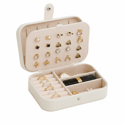 Portable Travel Jewelry Box Small PU Leather Organizer Case