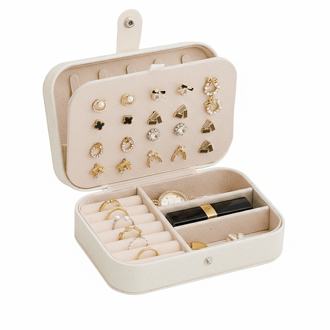 Portable Travel Jewelry Box Small PU Leather Organizer Case