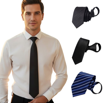 Pre-Tied Quick Knot Zipper Necktie Polyester Men's Adjustable Business Fashion Suit Accessory