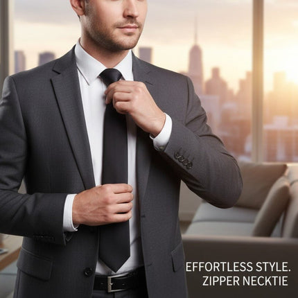 Pre - Tied Quick Knot Zipper Necktie Polyester Men's Adjustable Business Fashion Suit Accessory