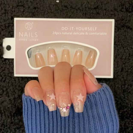 Luxury Full Cover Press-On Nails, 24-Piece Artificial Nail Set