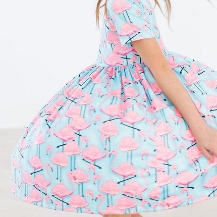 Pretty in Pink Flamingos S/S Pocket Twirl Dress - Dashing Nova