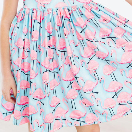 Pretty in Pink Flamingos S/S Pocket Twirl Dress - Dashing Nova