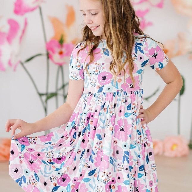 Pretty in Purple S/S Pocket Twirl Dress - Dashing Nova