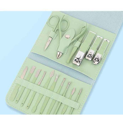 16 Piece Manicure Pedicure Set Carbon Steel Travel Grooming Kit