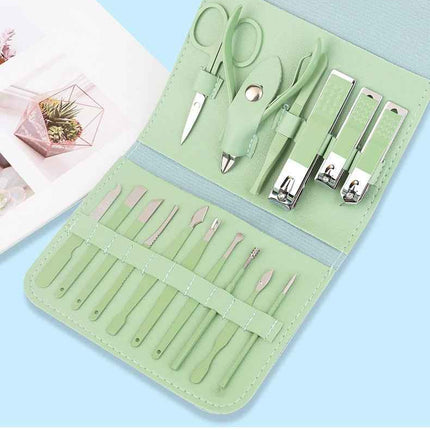 16 Piece Manicure Pedicure Set Carbon Steel Travel Grooming Kit