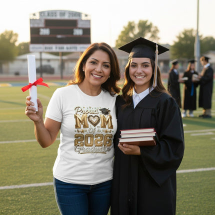 Proud Mom 2026 Graduate T-Shirt 100% Cotton Graduation Gift