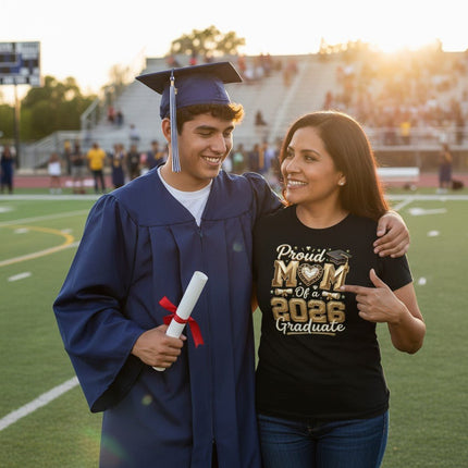 Proud Mom 2026 Graduate T-Shirt 100% Cotton Graduation Gift