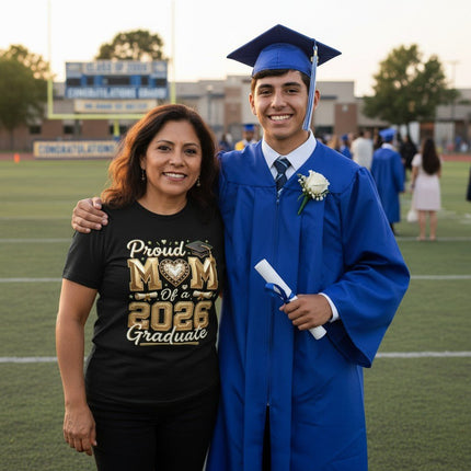 Proud Mom 2026 Graduate T-Shirt 100% Cotton Graduation Gift