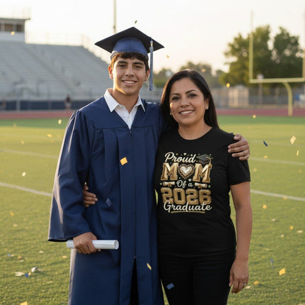 Proud Mom 2026 Graduate T-Shirt 100% Cotton Graduation Gift