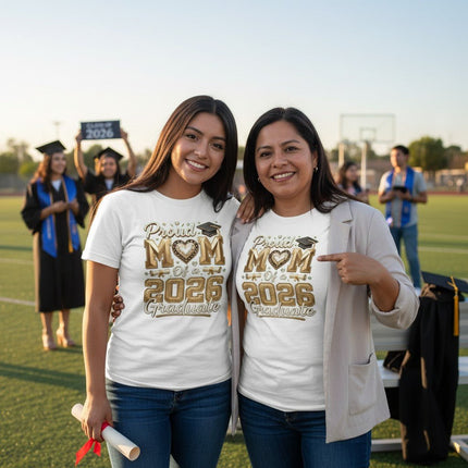 Proud Mom 2026 Graduate T-Shirt 100% Cotton Graduation Gift
