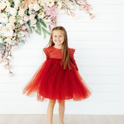 Pumpkin Spice Shimmer 3/4 Sleeve Tutu Dress - Dashing Nova