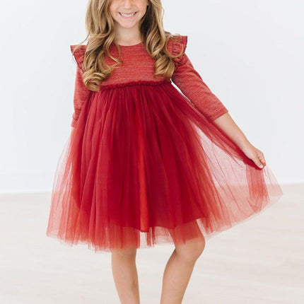Pumpkin Spice Shimmer 3/4 Sleeve Tutu Dress - Dashing Nova