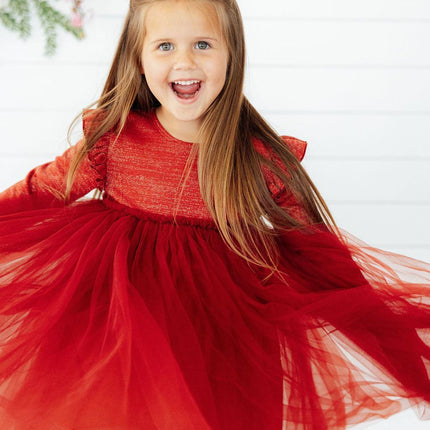 Pumpkin Spice Shimmer 3/4 Sleeve Tutu Dress - Dashing Nova