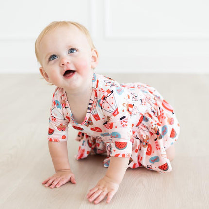 Puppy Love 3/4 Sleeve Twirl Bodysuit - Dashing Nova