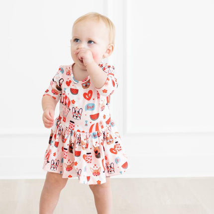 Puppy Love 3/4 Sleeve Twirl Bodysuit - Dashing Nova