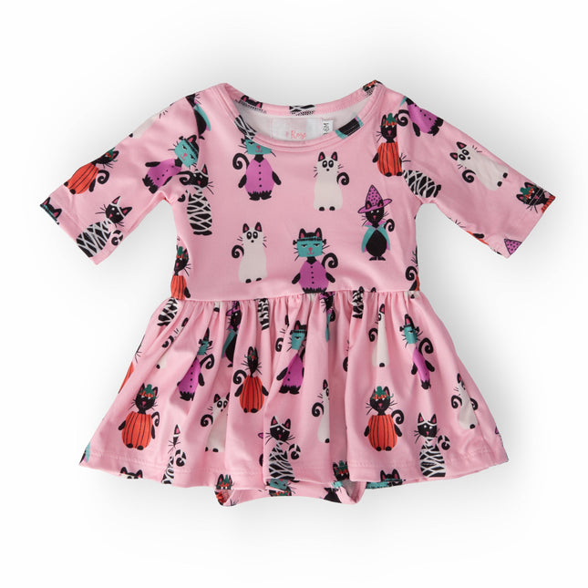 Purr-fectly Spooky 3/4 Sleeve Twirl Bodysuit - Dashing Nova