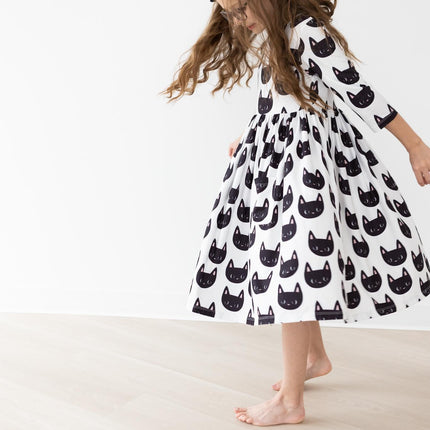 Purrfect 3/4 Sleeve Pocket Twirl Dress - Dashing Nova