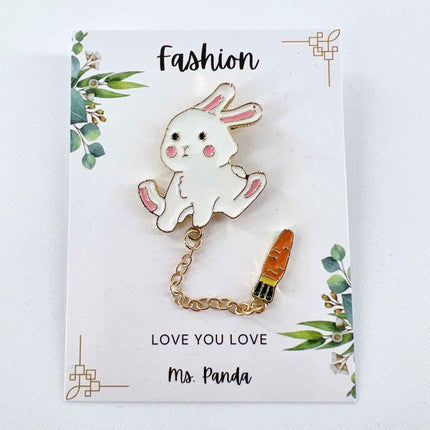 Kawaii Bunny Enamel Pin for Outfits, Backpacks, and Accessories