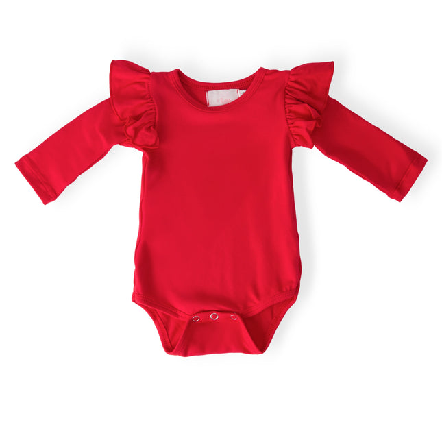 Red L/S Flutter Bodysuit - Dashing Nova