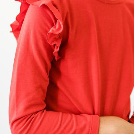Red L/S Ruffle Tee - Dashing Nova
