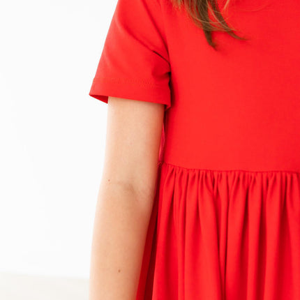 Red S/S Pocket Twirl Dress - Dashing Nova