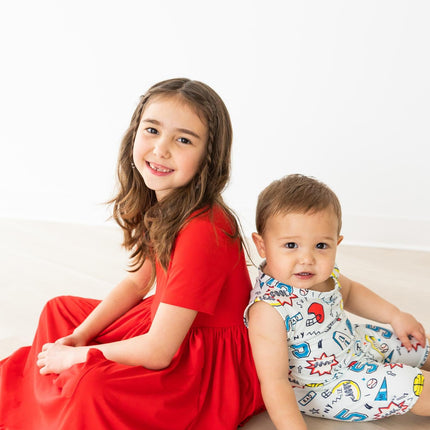Red S/S Pocket Twirl Dress - Dashing Nova