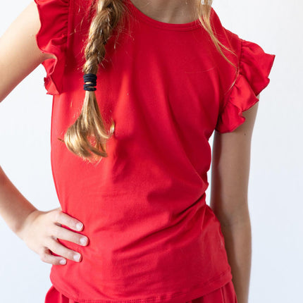 Red S/S Ruffle Tee - Dashing Nova