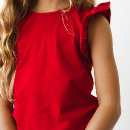 Red S/S Ruffle Tee - Dashing Nova