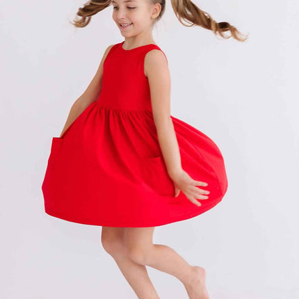 Red Tank Pocket Twirl Dress