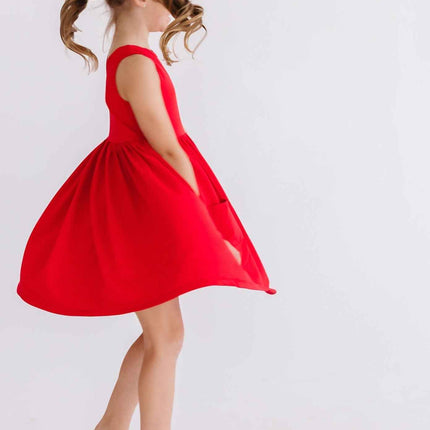 Red Tank Pocket Twirl Dress