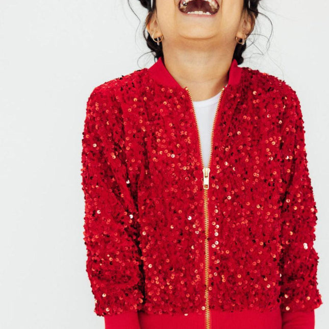 Red Velvet Sequin Jacket - Dashing Nova