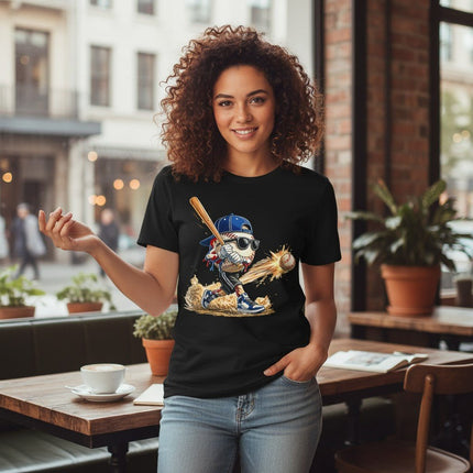 Retro Baseball Hitting Design Graphic Tee Premium Cotton Breathable Casual Sports Wear