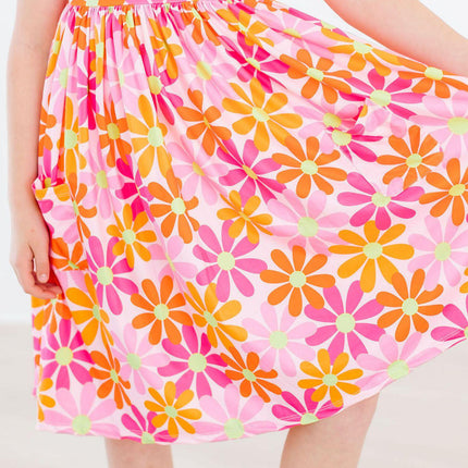 Retro Daisies S/S Pocket Twirl Dress - Dashing Nova