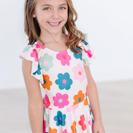 Retro Floral S/S Twirl Leotard - Dashing Nova