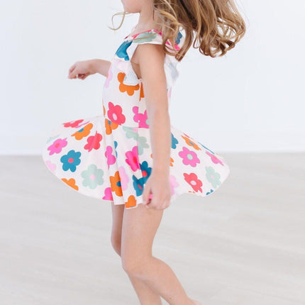 Retro Floral S/S Twirl Leotard - Dashing Nova