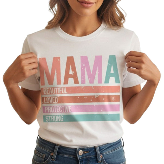 Retro Mama Graphic T-Shirt 100% Cotton Vintage Women's Short Sleeve