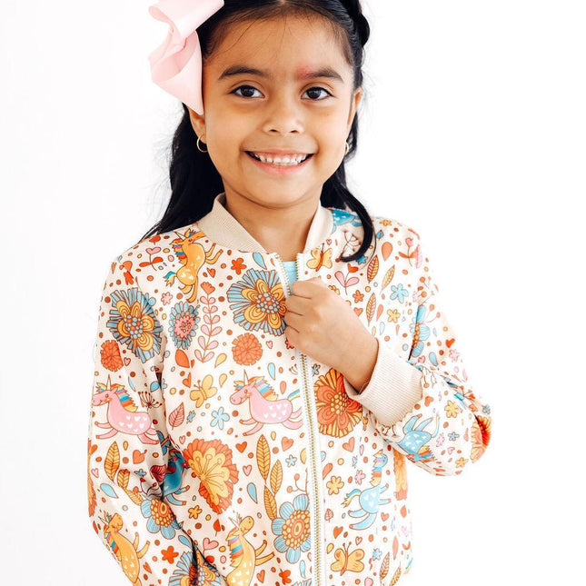 Retro Unicorns Satin Jacket - Dashing Nova