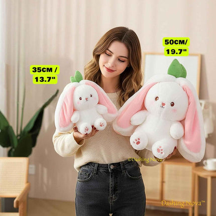 Reversible Strawberry Bunny Plush Toy Soft Polyester Kids Easter Basket Stuffer Gift Birthday Surprise for Girls and Boys