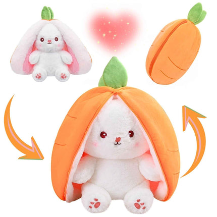 Reversible Strawberry Bunny Plush Toy Soft Polyester Kids Easter Basket Stuffer Gift Birthday Surprise for Girls and Boys