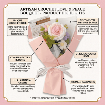Rose Crochet Bouquet Valentine’s Day Gift for Her